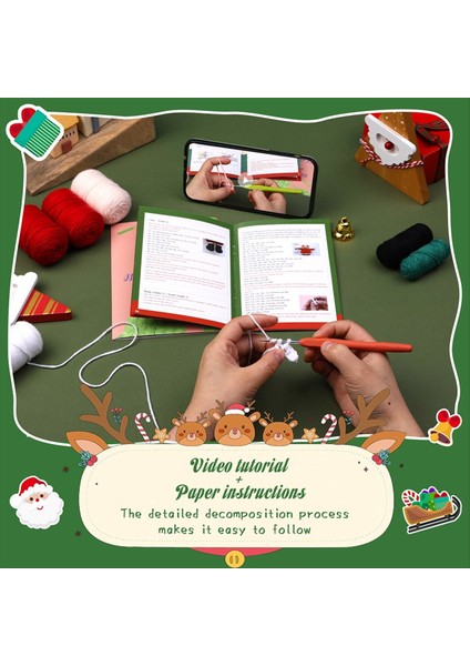 Noel Süslemeleri Örgü Iplik Iğneleri ile Noel Diy Tığ Işi Kiti Peluş Bebek Kolay (Yurt Dışından) fırsatları
