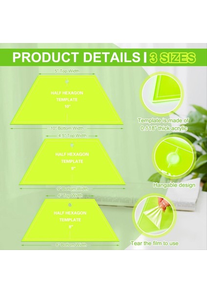 6pcs Yarı Altı Hekson Yatak Şablonu Akrilik Quilting Şablon Cetvel 8 9 10 Inç Yorgan Hükümdarları Kapitone Için (Yurt Dışından) fiyatları