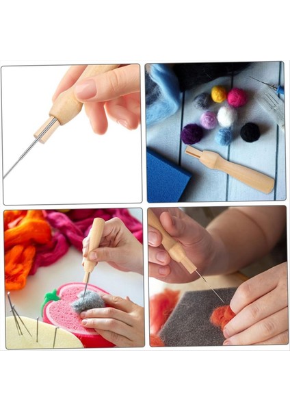 16PCS Poking Eğlenceli Aracı Keçe Iğneleri Kulplar Keçe Sapları Iğne Keçeleştirme Sapı Seti Zımba Deliği Ahşap Bileşeni (Yurt Dışından) indirimleri