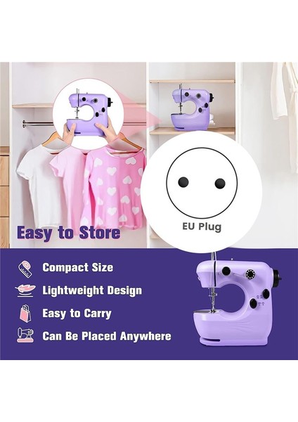 Dikiş Makinesi Taşınabilir 2 Hızlı Mini Dikiş Makinesi Yeni Başlayanlar Güvenli Dikiş Kiti Dikiş Makinesi Uzantı Tablosu Ab Fiş (Yurt Dışından) indirimleri