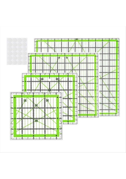 4 Adet Kapitone Cetvel Kare Akrilik Kapitone Cetvel Kumaş Kesme Cetveli Net Mark Akrilik Cetvel ve Ütü Cetvel A (Yurt Dışından)