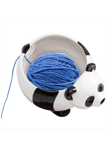 Panda Şekil Iplik Kasesi, Delikli Yün Depolama Sepeti Örgü, Seramik Parlak Yüzey Zarif Doku (Yurt Dışından) fırsatları