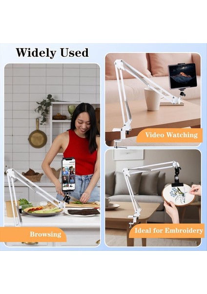 El Işi Için Ayarlanabilir Nakış Çember Tutucu, 360 ° Dönebilir, 3&#39;ü 1 Arada Çember/tablet/telefon Tutucu Masaüstü Standı Beyaz (Yurt Dışından) modelleri