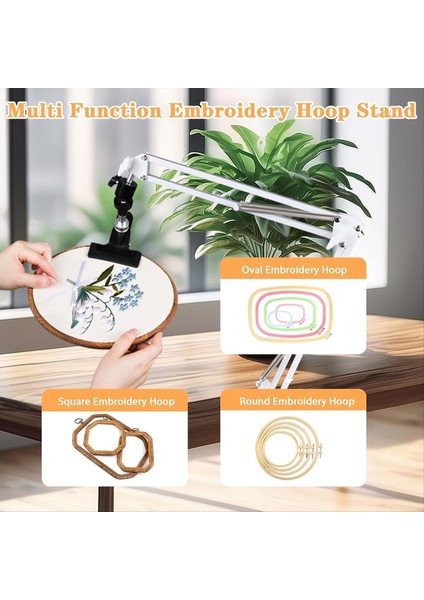 El Işi Için Ayarlanabilir Nakış Çember Tutucu, 360 ° Dönebilir, 3&#39;ü 1 Arada Çember/tablet/telefon Tutucu Masaüstü Standı Beyaz (Yurt Dışından) fırsatları