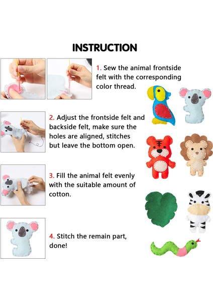 Jungle Hayvan Çocuklar Için Dikiş Kiti Vahşi Hayvanlar Dikiş Paketi Yeni Başlayan Erkek Kızlar Eğlenceli Diy Dikiş Oyuncak Zanaat Si (Yurt Dışından) indirimleri