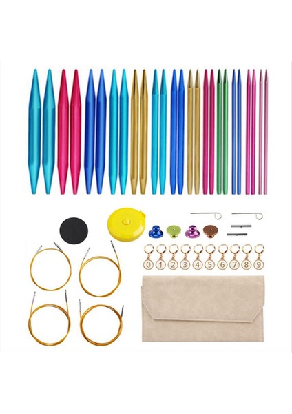 Alüminyum Değiştirilebilir Dikiş Tığ Işi Iğneler Dairesel Örgü Iğneleri Set Dokuma Iplik Örgü Aletleri Örgü Kiti B (Yurt Dışından)