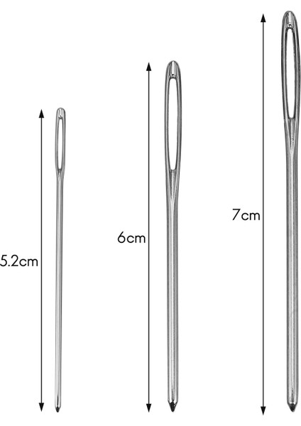 12 Parça Künt Iğneler Büyük Göz Iğneleri Çelik Örgü Iğneleri Dikiş Aletleri Açık Şişe, 3 Boyutta (Yurt Dışından) modelleri