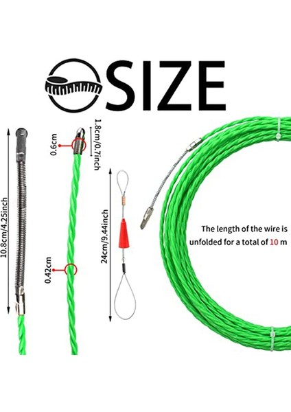 10M 33FT Balık Bandı Kablo Çektirme Kiti 4.5mm Pet Elektrik Kablo Çekme Duvar Teli Kılavuzu Cihaz Tahtimma (Yurt Dışından) modelleri