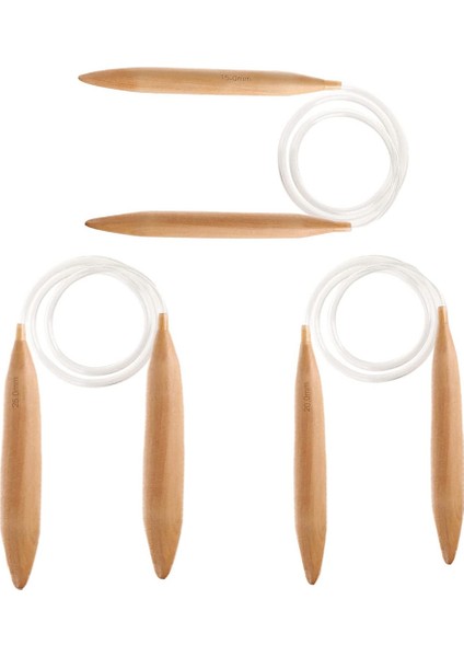 3pc Ahşap Dairesel Örgü Iğneleri, 15/20/25MM Doğal Ahşap Jumbo Iğnesi Tıknaz Iplik Dev Dairesel Örgü Iğnesi (Yurt Dışından)