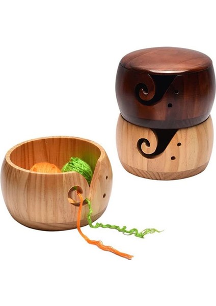 Ahşap Iplik Kase, Tığ Işi Iplik Iplik Kabı Tutucu El Yapımı Iplik Depolama Kasesi, Koyu Ahşap (Yurt Dışından) fiyatları