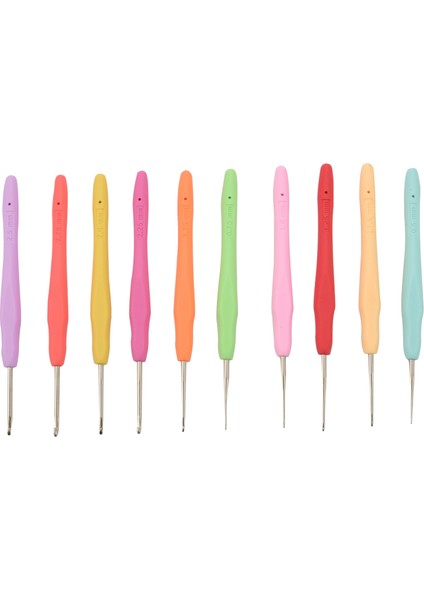 10 Adet Küçük Boyutlu Dantel Tığ Işi Kancalar (0.5-2.75MM), Iplik Için Yumuşak Kavrama Sapına Sahip Ergonomik Tığ Işi Kancalar (Yurt Dışından)