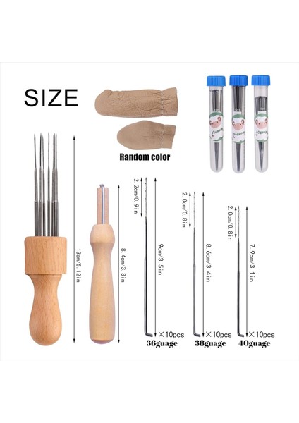 Yün Keçe Iğnesi Aletleri, 3 Boyutta Keçe Iğneleri Olan Yün Keçeli Alet Kiti ve Iğne Için 1/8 Iğne Ahşap Sap (Yurt Dışından) fiyatları