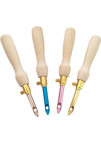 4pcs Yumruk Iğne Nakış Kiti Ahşap Iplik Yumruk Iğne Tığ Işi Kalem Diy Zanaat Dikiş Aplike Dikiş Aracı (Yurt Dışından)