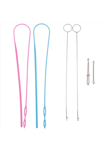 6 Adet Dikiş Döngü Kiti, Döngü Turner Kancası Esnek Çizim Thread Metal Cımbızlar Uzun Döngü Turner Aracı Mandal ile (Yurt Dışından)