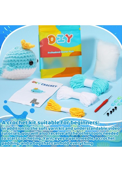 Dıy Balina Tığ Işi Kiti Iplik Iğneleri Peluş Bebek Kolay (Mavi) (Yurt Dışından) modelleri