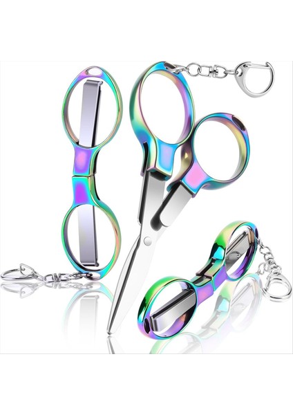 3 Parçalı Rozet Scissss 3 Anahtar, Güvenli Katlanabilir Cep Seyahat Küçük Makas, Seyahat, Ofis, El Sanatları C (Yurt Dışından)