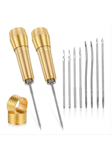 14 Adet Deri Dikiş Aim Iğne Bakır Saplı, Deri Dikiş Iğnesi Deri El Sanatları Dikiş Araçları (Yurt Dışından)