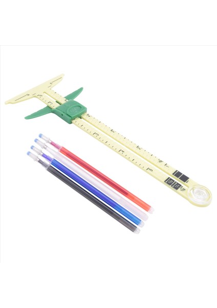 4 Renk Kumaş Termal Silme Kalemini Kullanarak T Şeklinde Sürgülü Gösterge Dikiş Ölçümü, 1 Dikiş Cetveli Aletinde 5 (Yurt Dışından) modelleri