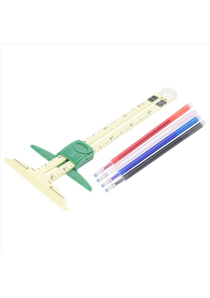 4 Renk Kumaş Termal Silme Kalemini Kullanarak T Şeklinde Sürgülü Gösterge Dikiş Ölçümü, 1 Dikiş Cetveli Aletinde 5 (Yurt Dışından) fırsatları