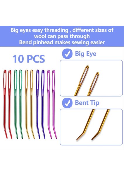 10 Adet Iplik, Goblen Iğnesi, Büyük Göz Dokuma Iğnesi, Künt Iplik Iğneleri, Dokuma Için Bükülmüş Uç Nakış Iğneleri (Yurt Dışından) modelleri