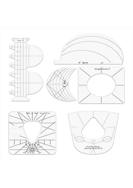 6pcs Patchwork Cetvel Kapitone Araçları Şablonlar Set Dıy Giyim Dikiş Malzemeleri Quilter Cetvel Dikiş Şablon Aracı Dikiş (Yurt Dışından)