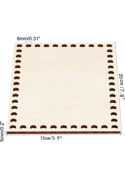 7.8x5.9 Inç Doğal Ahşap Sepet Tabanı, Dikdörtgen Boş Tığ Işi Sepet Ahşap Taban Dıy Sepet Dokuma Malzemeleri (Yurt Dışından) fiyatları