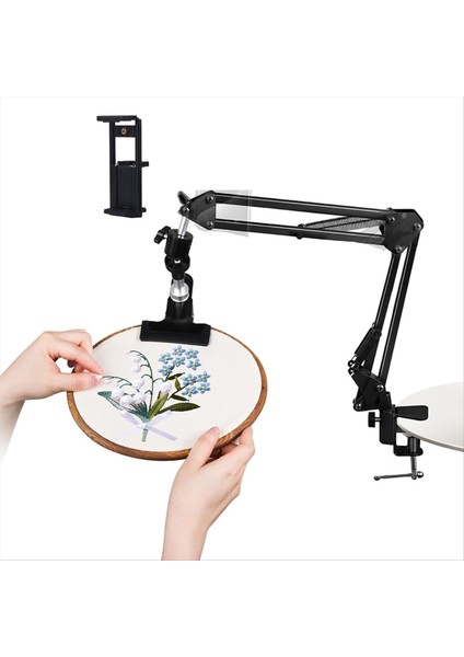 El Işi Için Ayarlanabilir Nakış Çember Tutucu, 360 ° Döndürülebilir, 3&#39;ü 1 Arada Çember/tablet/telefon Tutucu Masaüstü Stand Stand (Yurt Dışından)