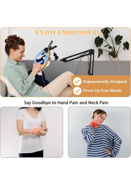 El Işi Için Ayarlanabilir Nakış Çember Tutucu, 360 ° Döndürülebilir, 3&#39;ü 1 Arada Çember/tablet/telefon Tutucu Masaüstü Stand Stand (Yurt Dışından) modelleri