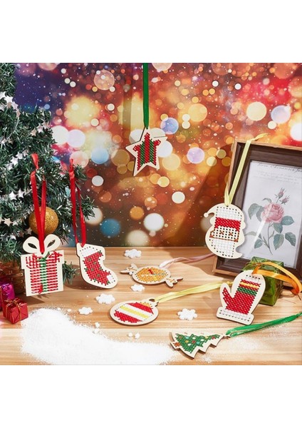 Ahşap Çapraz Dikiş Kitleri Noel Teması Ahşap Çip Dikiş Kiti Noel Ağacı Dekorasyonu Noel Süsleri (Yurt Dışından) modelleri