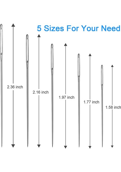 30PCS Büyük Göz Dikiş Keskin Kalın Iğneler, 5 Boyutta Paslanmaz Çelik Dikiş Iğneleri, Nakış ve El Dikişi Için (Yurt Dışından) fiyatları