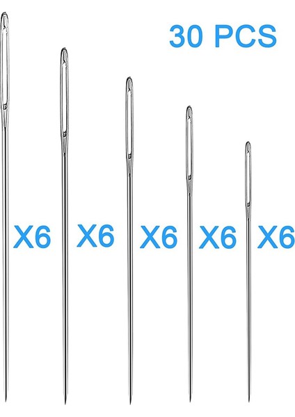30PCS Büyük Göz Dikiş Keskin Kalın Iğneler, 5 Boyutta Paslanmaz Çelik Dikiş Iğneleri, Nakış ve El Dikişi Için (Yurt Dışından) modelleri