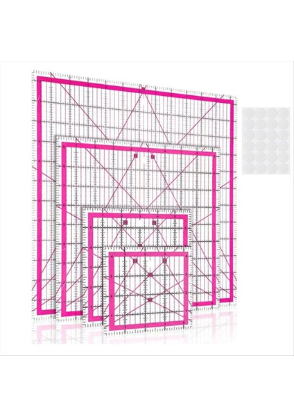 4pcs Kapitone Cetvel Kare Akrilik Kapitone Cetvel Kumaş Kesme Cetveli Açık Mark Akrilik Cetvel ve Ütü Cetveli B (Yurt Dışından)