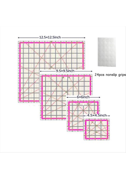 4pcs Kapitone Cetvel Kare Akrilik Kapitone Cetvel Kumaş Kesme Cetveli Açık Mark Akrilik Cetvel ve Ütü Cetveli B (Yurt Dışından) indirimleri