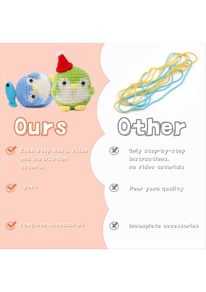 4pcs Dıy Tığ Işi Penguen Kiti El Örgü Iplik Iğneleri Peluş Bebek Kolay (Mavi, Yeşil, Mor, Pembe) (Yurt Dışından) fırsatları
