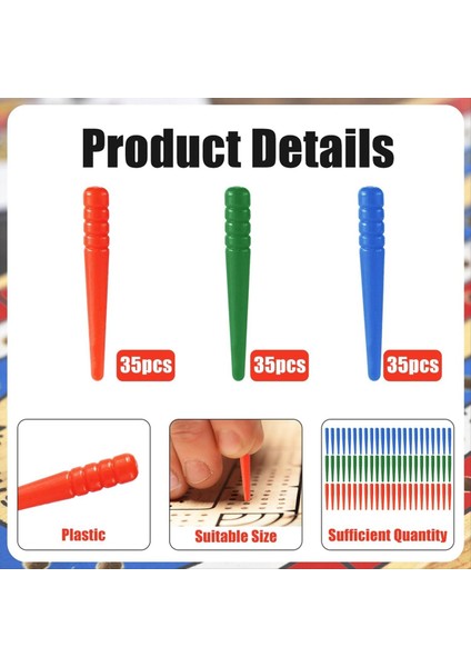 105PCS Cribbage Board Mandalları, Konik Tasarım Cribbage Mandalları 1/8 Inç Delikli Cribbage Pimleri Tahtası (3 Renk) (Yurt Dışından) modelleri