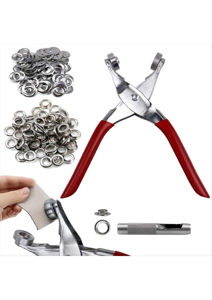 1/2 Inç Grommet Tool Kit, Grommet Kit, Deri, Kemerler, Ayakkabılar, Kumaş Için 200 Gümüş Metal Gezili Deri Punch Pense (Yurt Dışından)