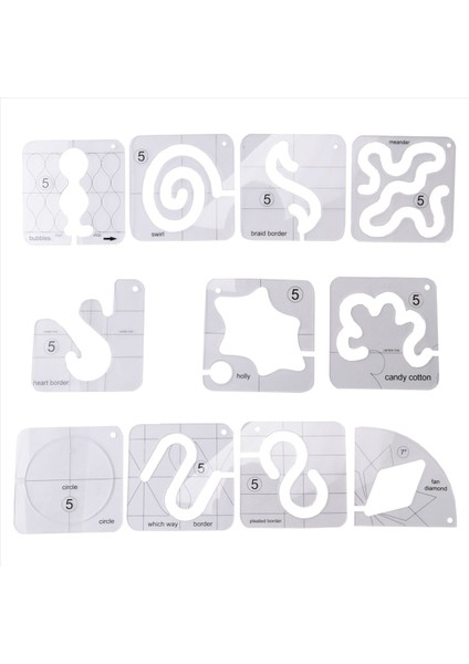 11PCS Serbest Hareketli Kapitone Şablon Set Set-Bewing Cetvel &amp; Clear Mark Akrilik Cetvel ve Dıy Makine Kapitone (Yurt Dışından)