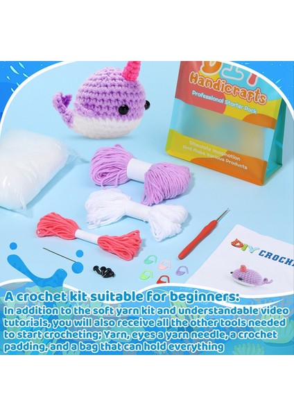 Dıy Balina Tığ Işi Kiti Iplik Iğneleri Peluş Bebek Kolay (Mor) (Yurt Dışından) fırsatları