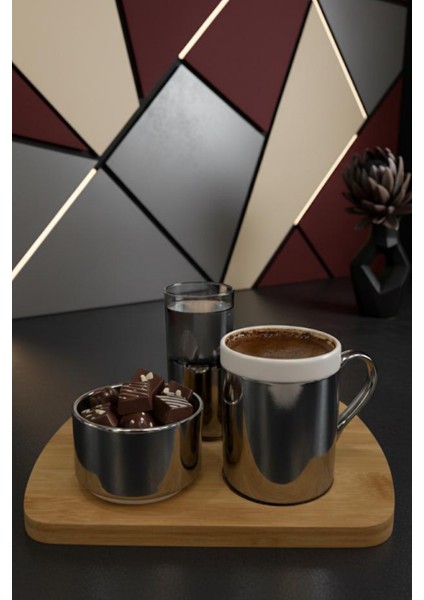 2 Kişilik Bambu Tepsili Gümüş Porselen Türk Kahvesi Fincanı Sunum Seti-Fincan Takımı indirimleri