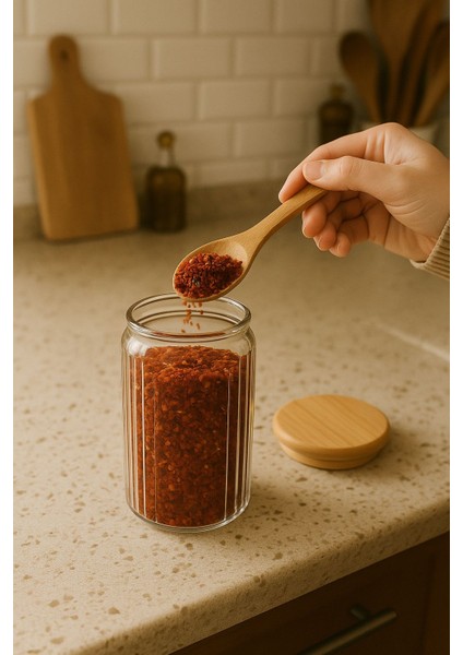 5'li Bambu Kapaklı Cam Baharatlık Seti - 150 ml | Mutfak Düzenleyici Vakumlu Kavanoz Takımı modelleri