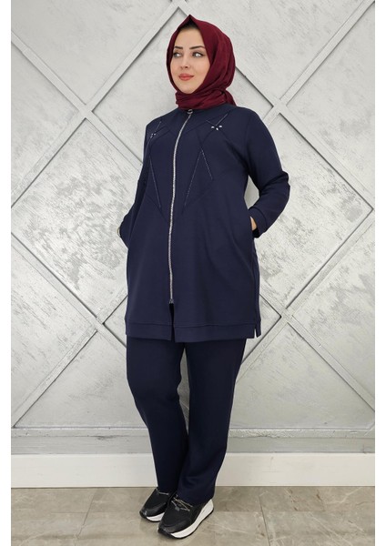 Kadın Taş Detaylı Fermuarlı Tesettür Takım fiyatları