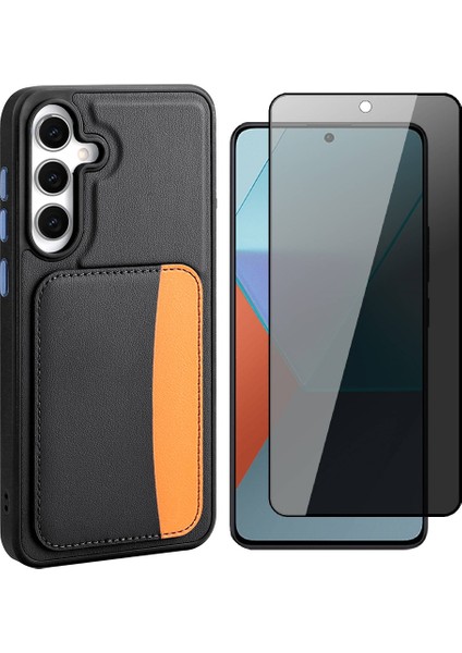 Samsung Galaxy S25 Fe Kılıf Kartlıklı Zore X-Kart Silikon Kapak + Hayalet Cam Ekran Koruyucu