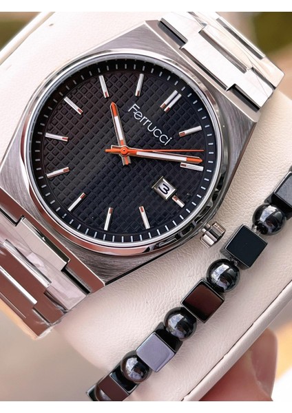 Çelik Kordon Takvimli Kadran 2 Yıl Garantili 3ATM Suya Dayanıklı Erkek Kol Saati F.U3625.04