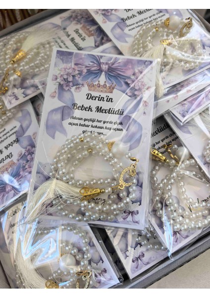 Mevlut Hediyelik Isimli Inci Tesbih 50 Adet Kartlı ve Ambalajli