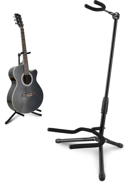 Ds-01 Tekli Siyah Koruyucu Bariyerli Kilit Mekanizmalı Akustik Klasik ve Elektro Gitar Standı modelleri