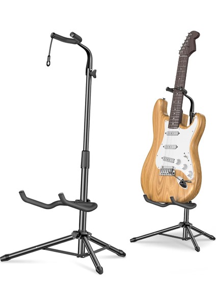 Ds-01 Tekli Siyah Koruyucu Bariyerli Kilit Mekanizmalı Akustik Klasik ve Elektro Gitar Standı indirimleri