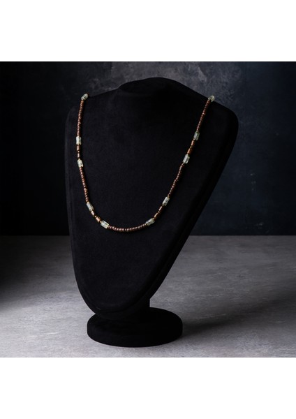 Prehnit, Bronzit, Hindistan Cevizi Ağacı ve Hematit Doğal Taş Kadın Kolye fırsatları