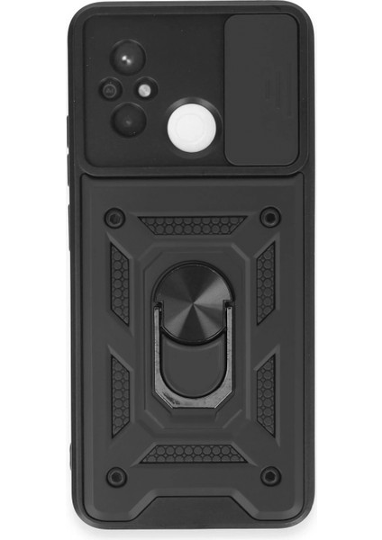 Xiaomi Redmi 12C Kılıf Pars Lens Yüzüklü Silikon - Siyah