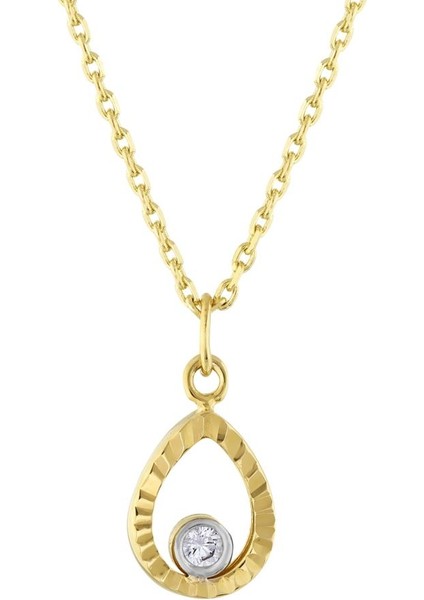 14 Ayar Taşlı Damla Tasarım Altın Kolye fiyatları