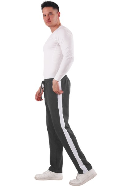 Erkek Yanı Beyazlı Şeritli Antrasit Renk Eşofman Altı (Büyük Beden Seçeneğiyle) fiyatları